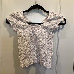 White crop textured top